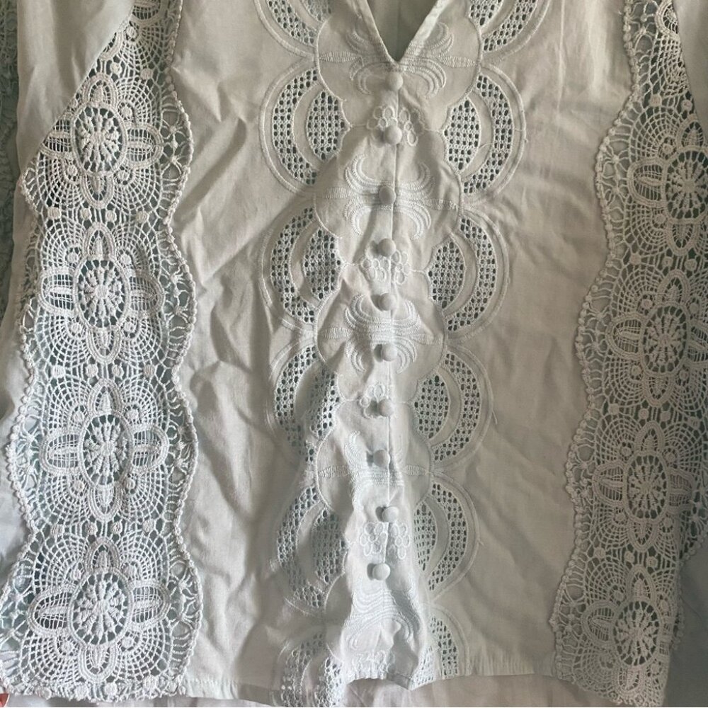 Bailey 44 Light Blue Lace Detail Women's Top - Picture 3 of 12